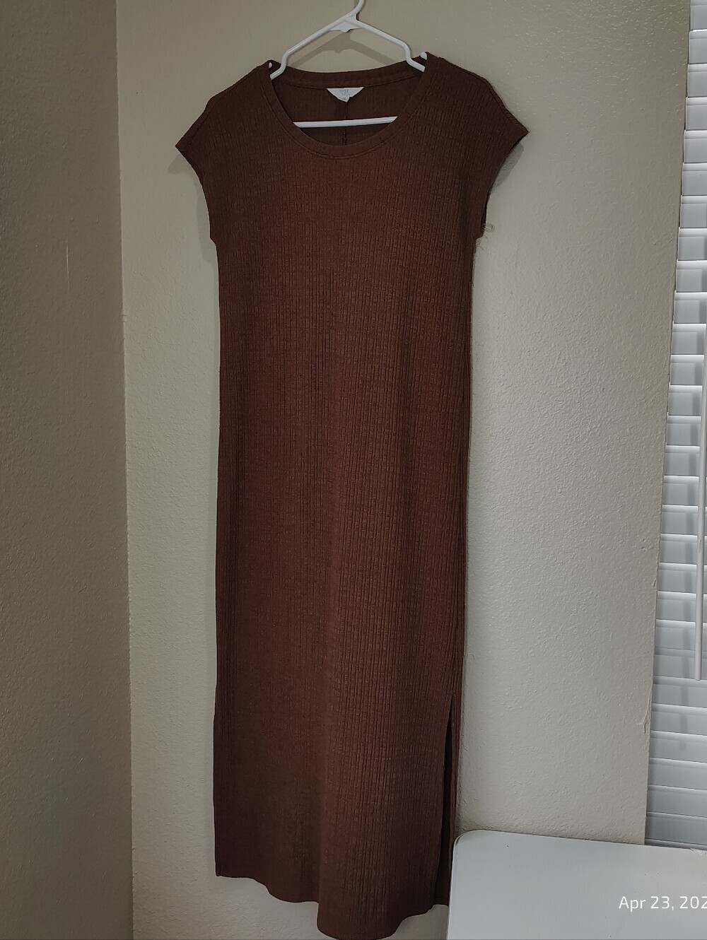 LOT OF 3  Womens XS Ribbed Maxi Column Dress BLACK NAVY BROWN BASIC CASUAL COMFY - Picture 6 of 6